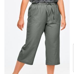 New Ellos Linen Blend Drawstring Capri Pants 22